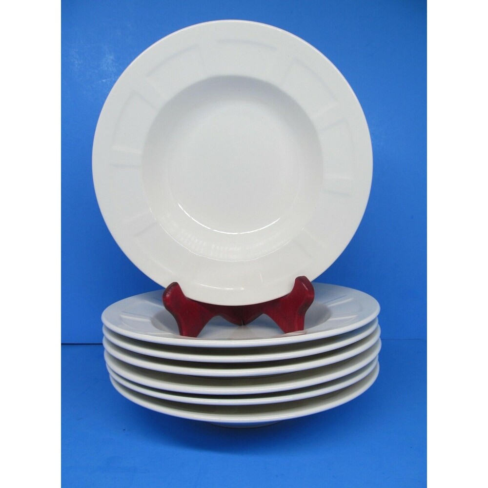 Mikasa Radiance White 9 1/2" Rimmed Soup Bowls Bundle of 7